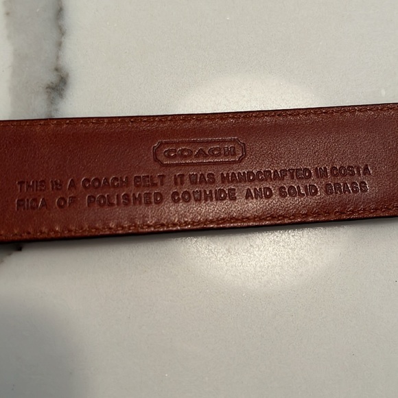 Men's COACH Cordovan/Brown Cowhide/Brass Belt - Size 42 - Picture 3 of 5